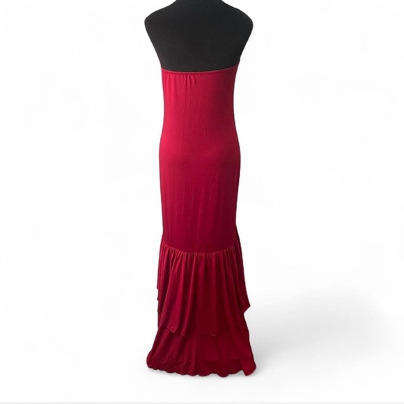 Chic Strapless Tube Red Ruffle Dress - Picture 4 of 6